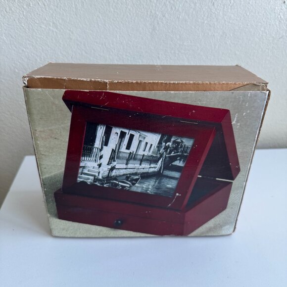 Vintage 1998 Rosewood Flip Top Photo Storage Box w/ 4x6 Frame - Picture 11 of 14